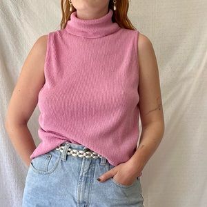 VINTAGE pink turtleneck tank top (1980)